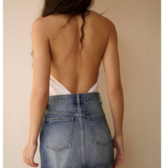 Zara Button Front Denim. Mini Skirt - Picture 2 of 6